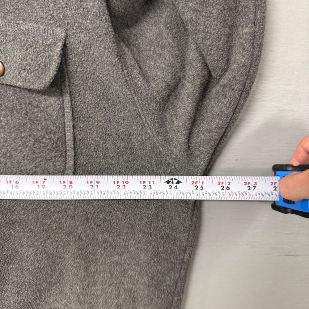 Vintage J.Crew Fleece Button Up‎ Shirt Chamois Gray Long Sleeve Pocket Large - Picture 5 of 6